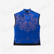 Sapphire Twin Dragon Vintage Silk Satin Top - 「寶藍雙龍」真絲老緞上衣