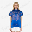 Sapphire Twin Dragon Vintage Silk Satin Top - 「寶藍雙龍」真絲老緞上衣