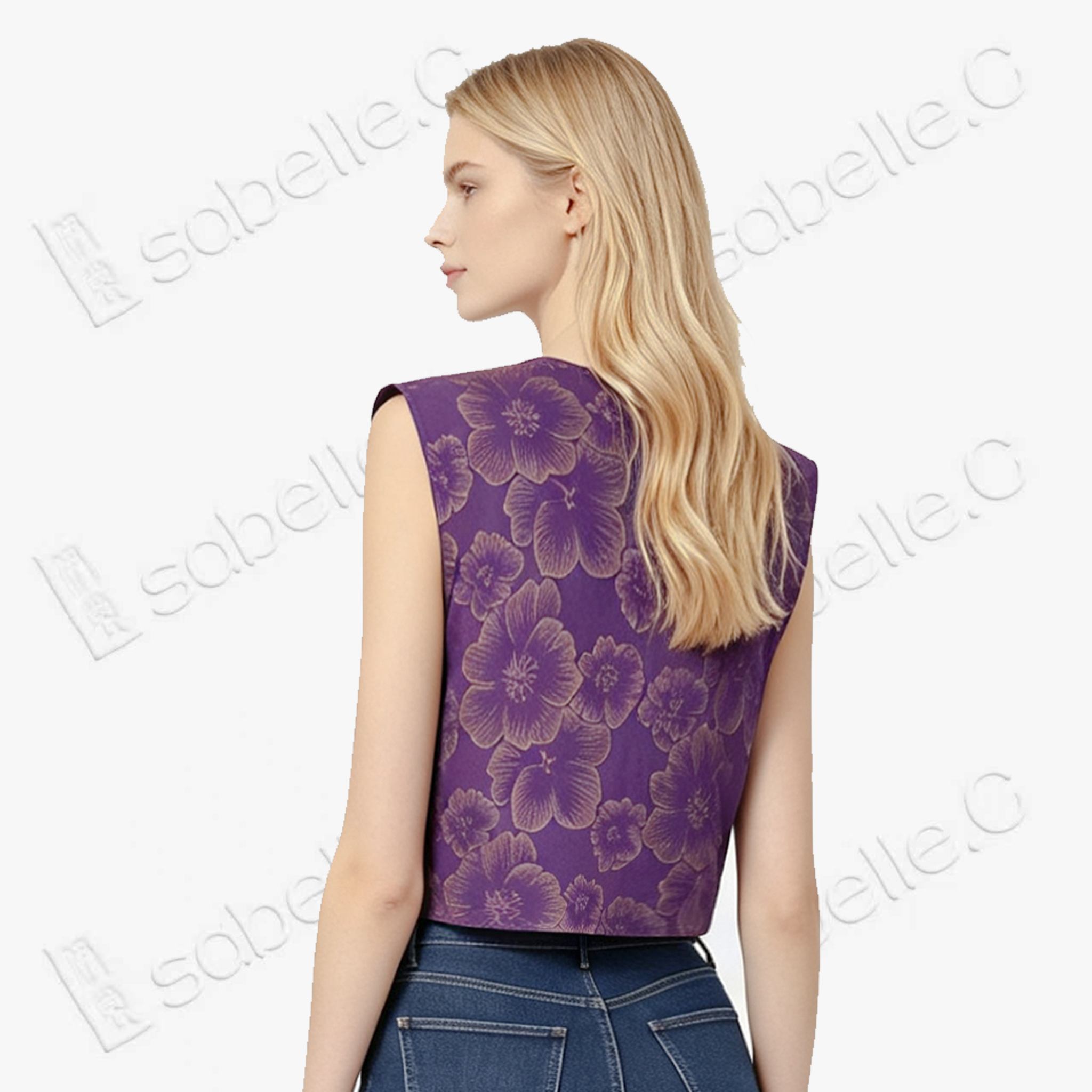 Mauve Purple Gilded Floral Gambiered Canton Silk Top - 「堇紫鎏花」香雲紗上衣