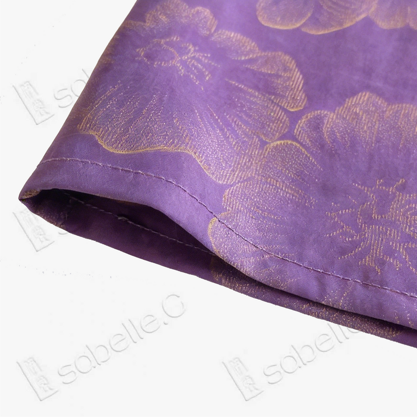 Mauve Purple Gilded Floral Gambiered Canton Silk Top - 「堇紫鎏花」香雲紗上衣