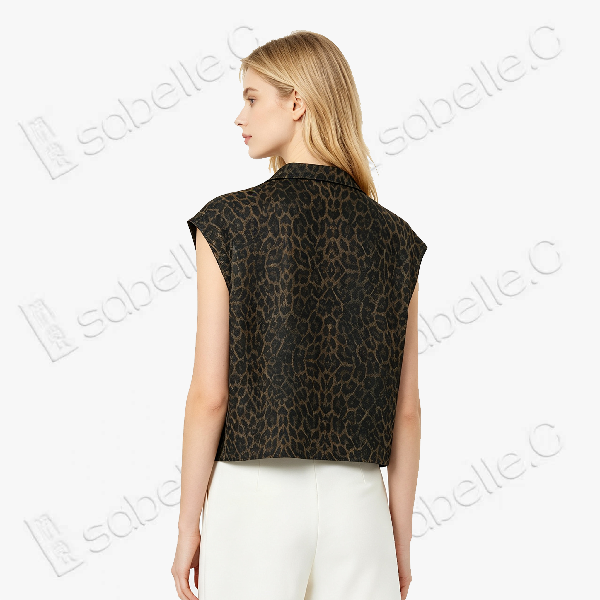 Vintage Brown Leopard Motif Gambiered Canton Silk Top - 「古褐豹紋」香雲紗上衣