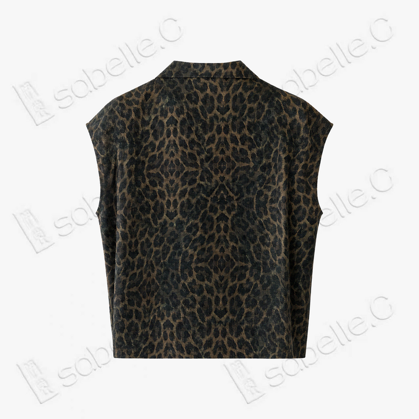 Vintage Brown Leopard Motif Gambiered Canton Silk Top - 「古褐豹紋」香雲紗上衣