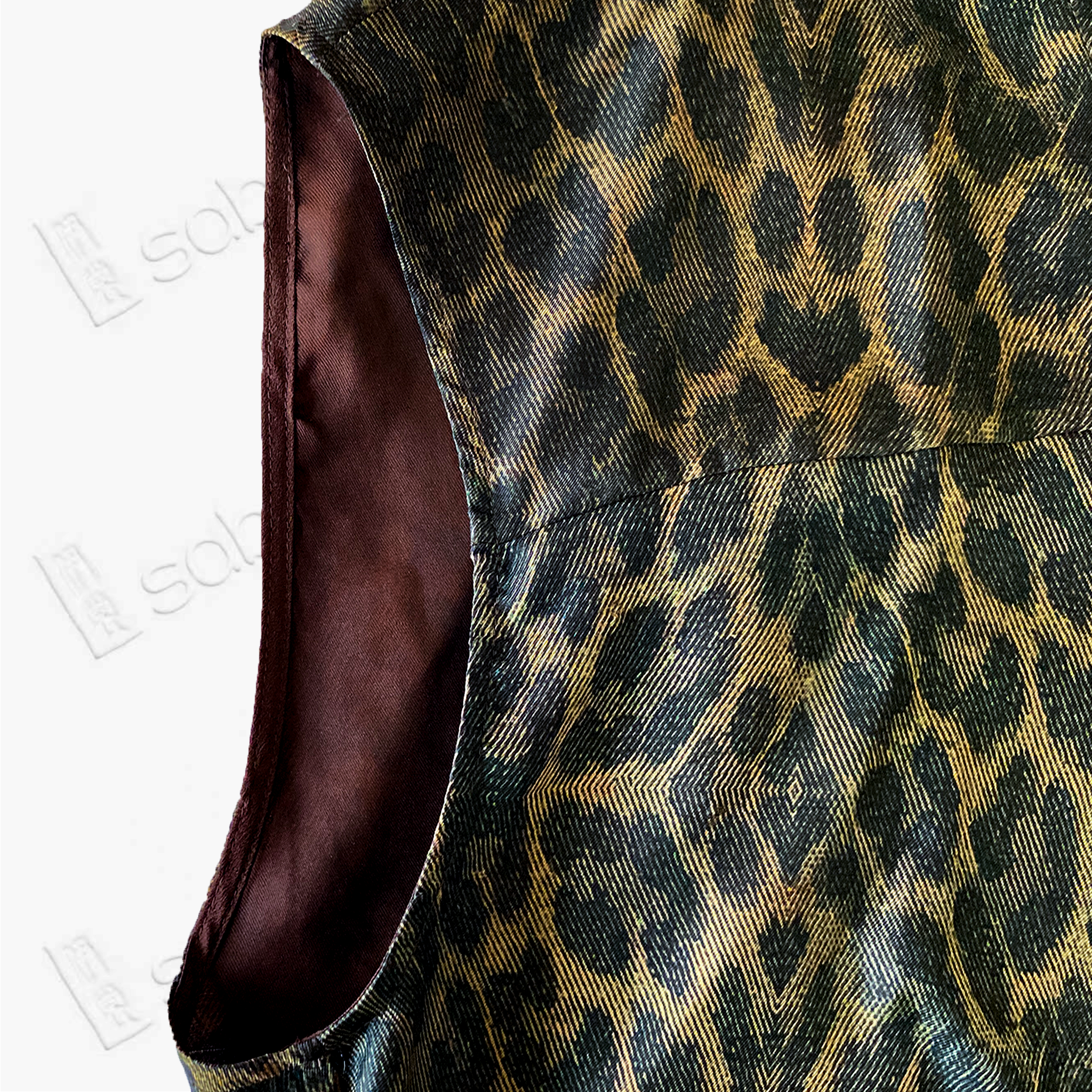 Vintage Brown Leopard Motif Gambiered Canton Silk Top - 「古褐豹紋」香雲紗上衣