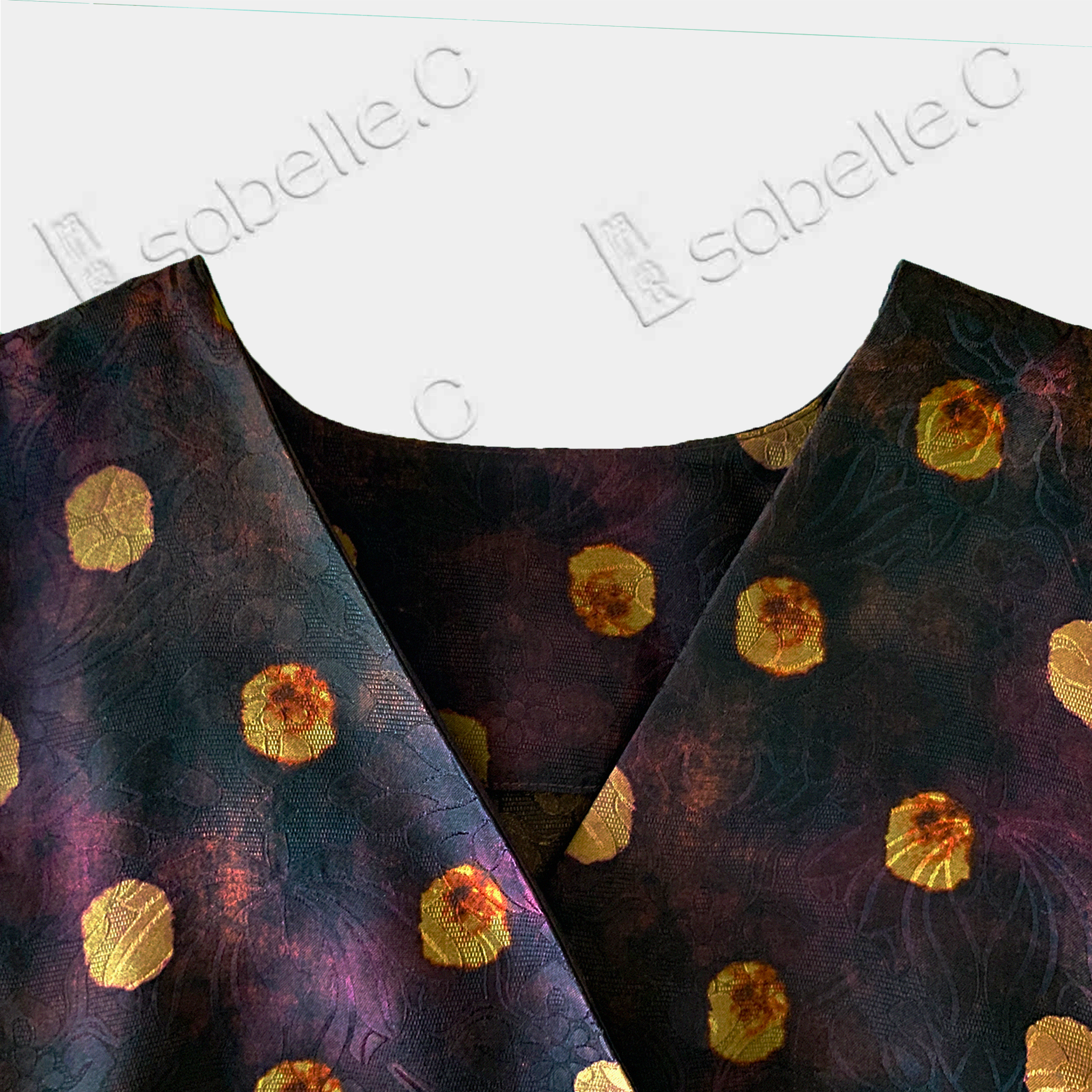 Gilded Polka Dot Gambiered Canton Silk Sleeveless Top - 鎏金波點香雲紗上衣