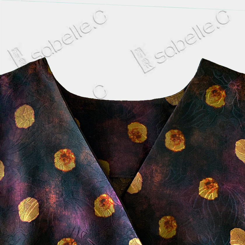 Gilded Polka Dot Gambiered Canton Silk Sleeveless Top - 鎏金波點香雲紗上衣