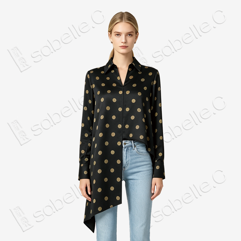 Gilded Polka Dot Gambiered Canton Silk Shirt - 「鎏金波點」香雲紗襯衫