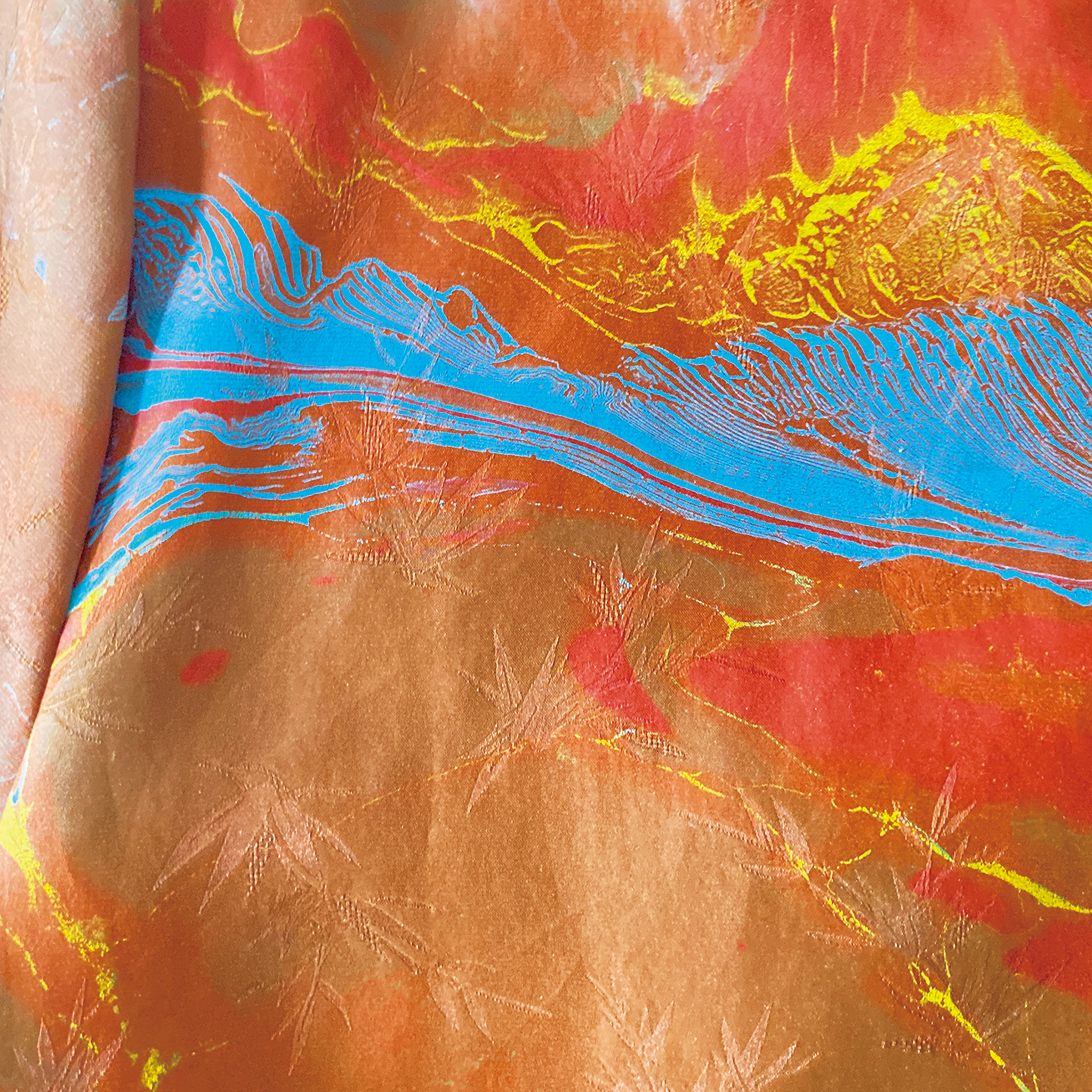 Flowing Sunset Landscape Gambiered Canton Silk Top - 「流霞山水」香雲紗上衣