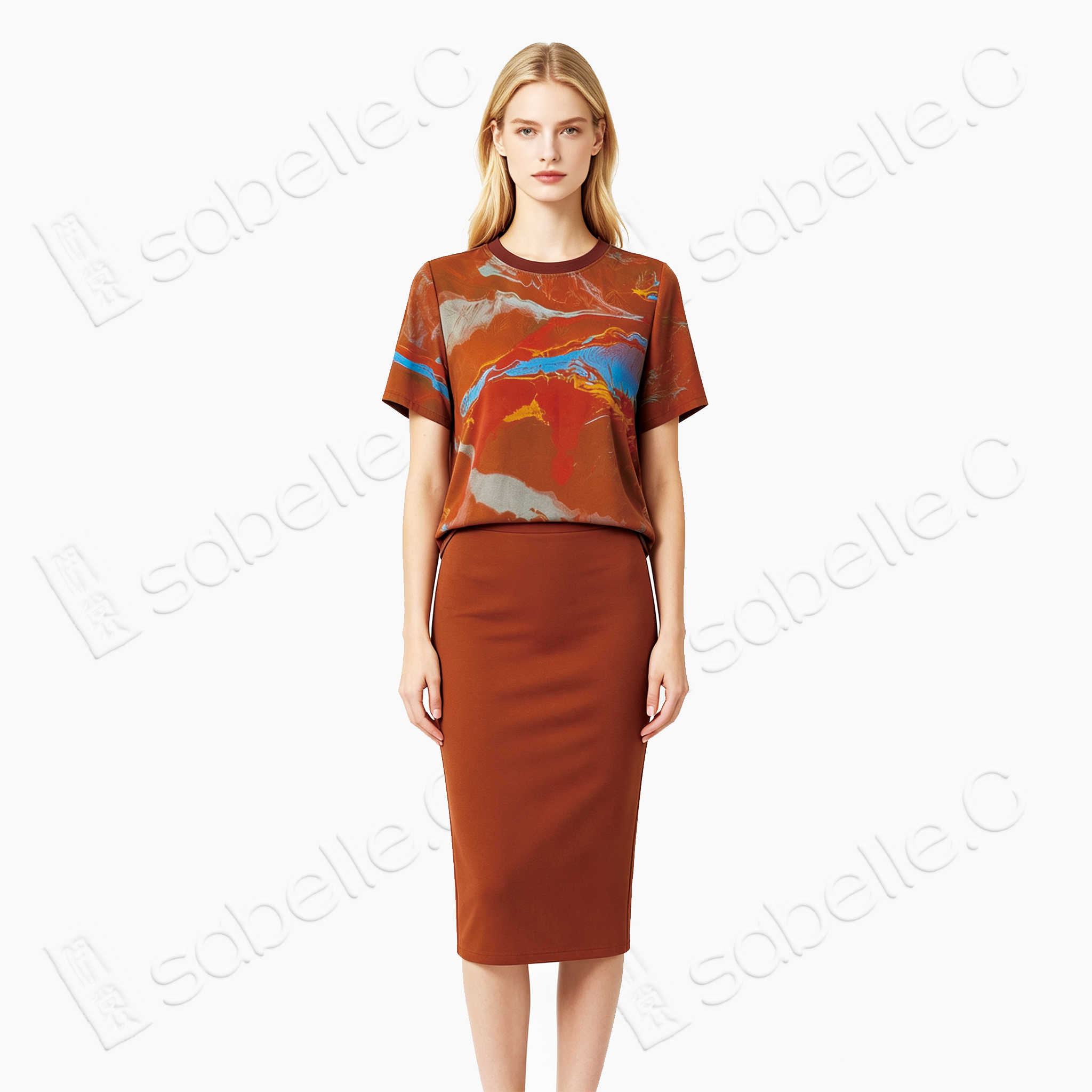 Flowing Sunset Landscape Gambiered Canton Silk Top - 「流霞山水」香雲紗上衣