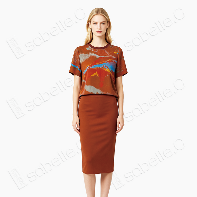 Flowing Sunset Landscape Gambiered Canton Silk Top - 「流霞山水」香雲紗上衣
