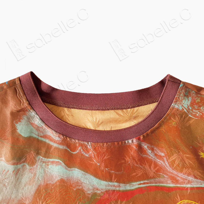 Flowing Sunset Landscape Gambiered Canton Silk Top - 「流霞山水」香雲紗上衣