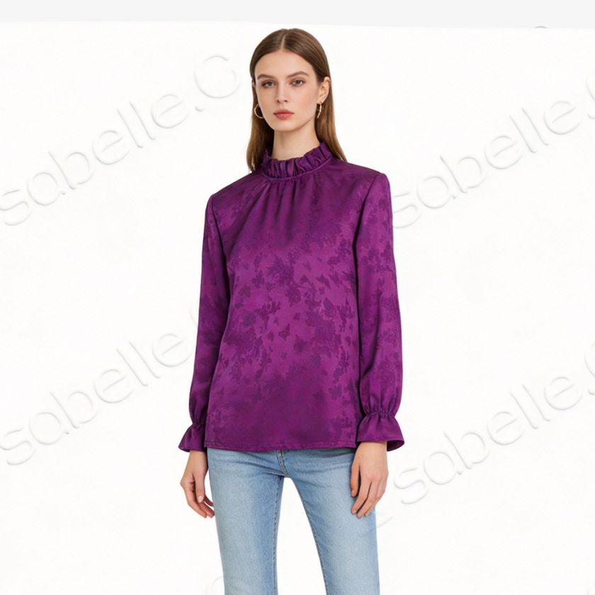 Violet Hua Luo Gambiered Canton Silk Shirt - 堇紫花蘿香雲紗襯衫