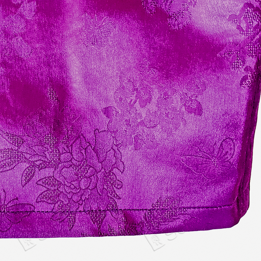 Violet Hua Luo Gambiered Canton Silk Shirt - 堇紫花蘿香雲紗襯衫