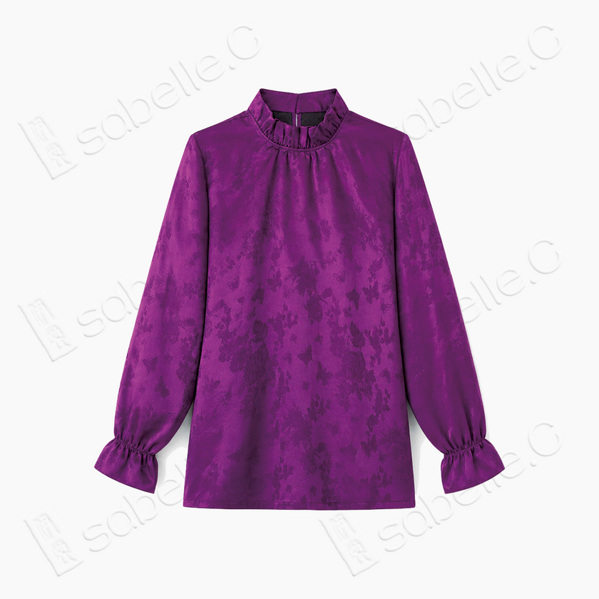 Violet Hua Luo Gambiered Canton Silk Shirt - 堇紫花蘿香雲紗襯衫