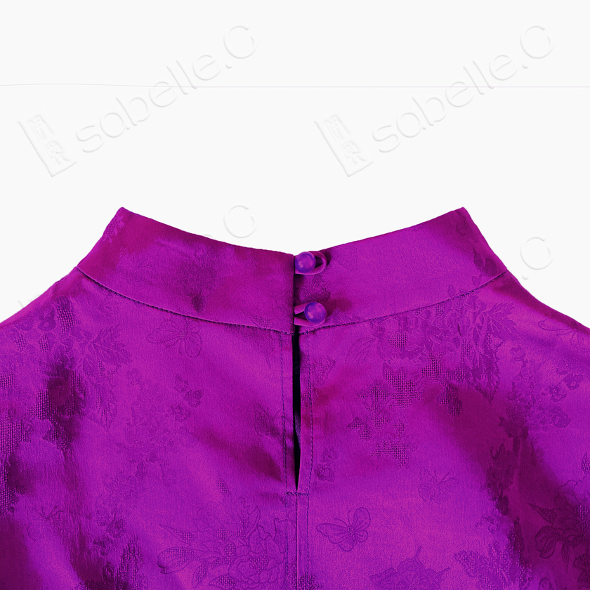 Violet Hua Luo Gambiered Canton Silk Shirt - 堇紫花蘿香雲紗襯衫