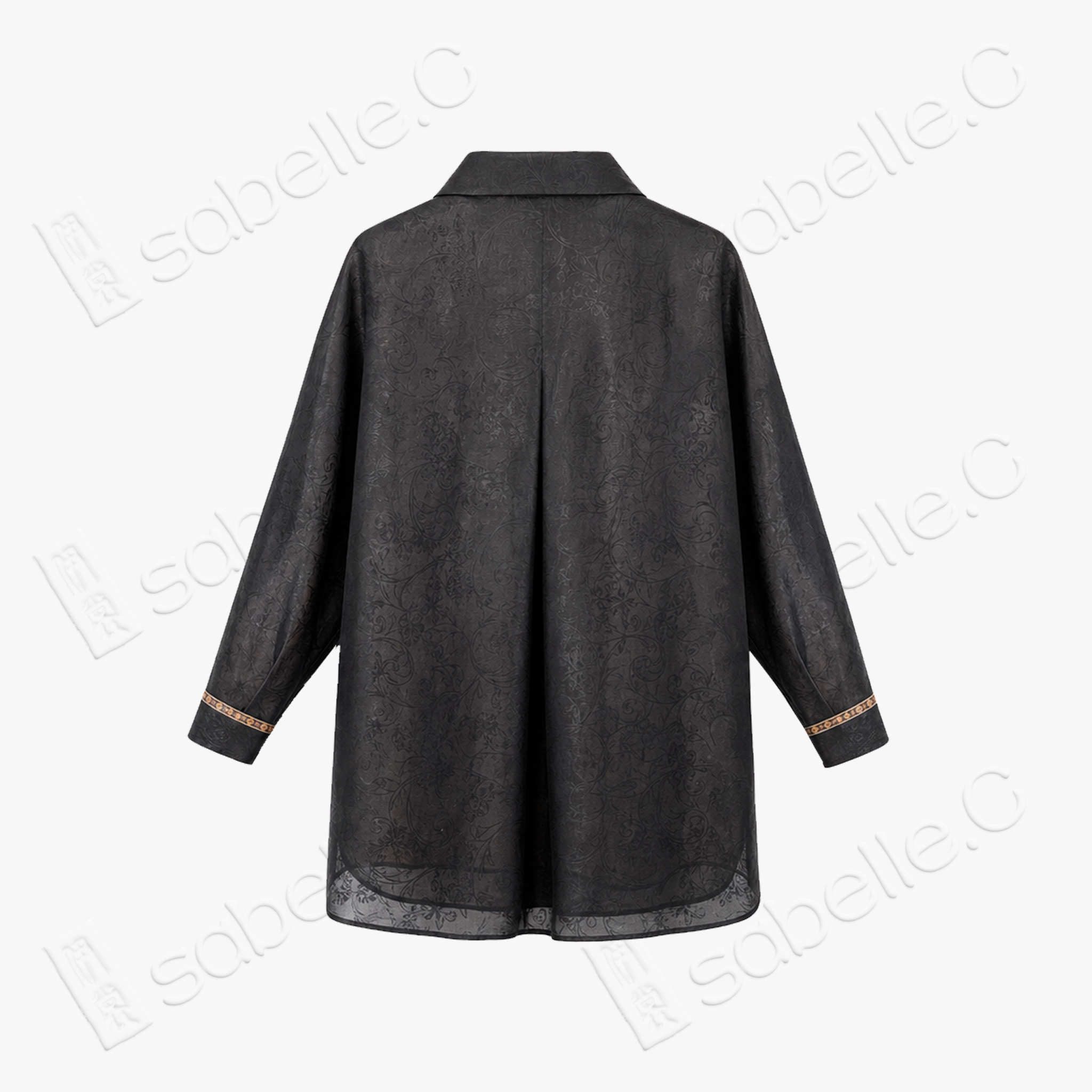 Jet Black Gilded Border Gambiered Canton Silk Set - 「玄綺金緣」香雲紗套裝