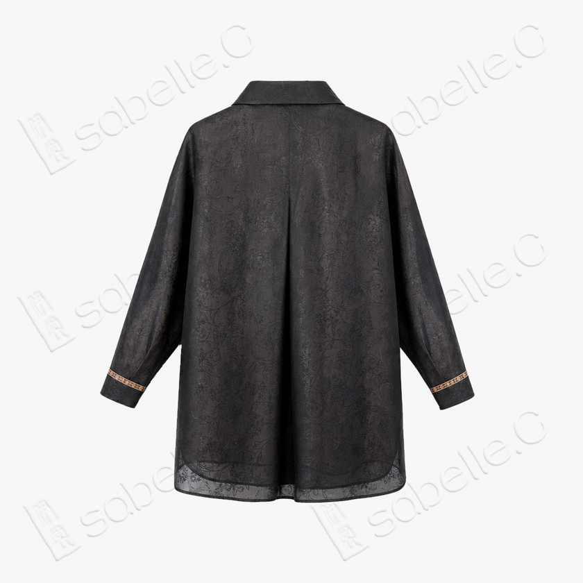 Jet Black Gilded Border Gambiered Canton Silk Set - 「玄綺金緣」香雲紗套裝