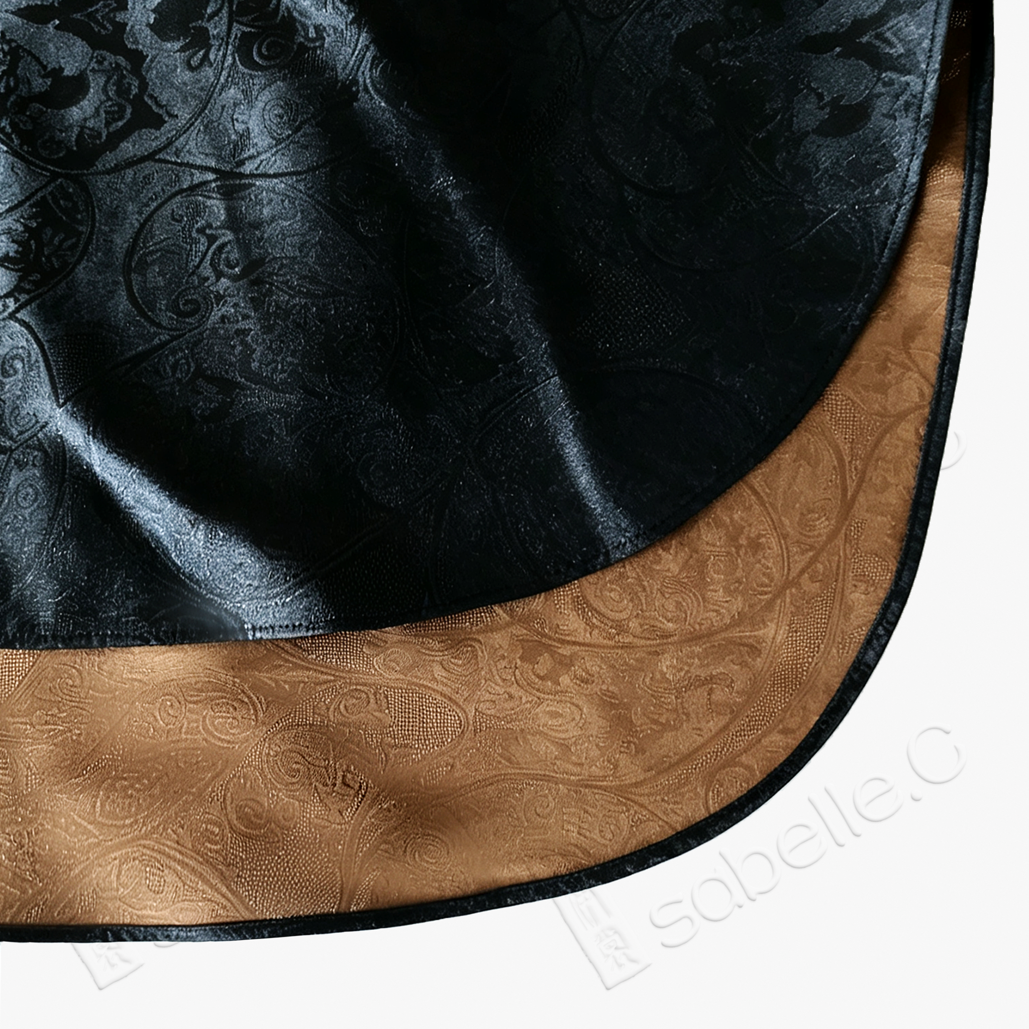 Jet Black Gilded Border Gambiered Canton Silk Set - 「玄綺金緣」香雲紗套裝