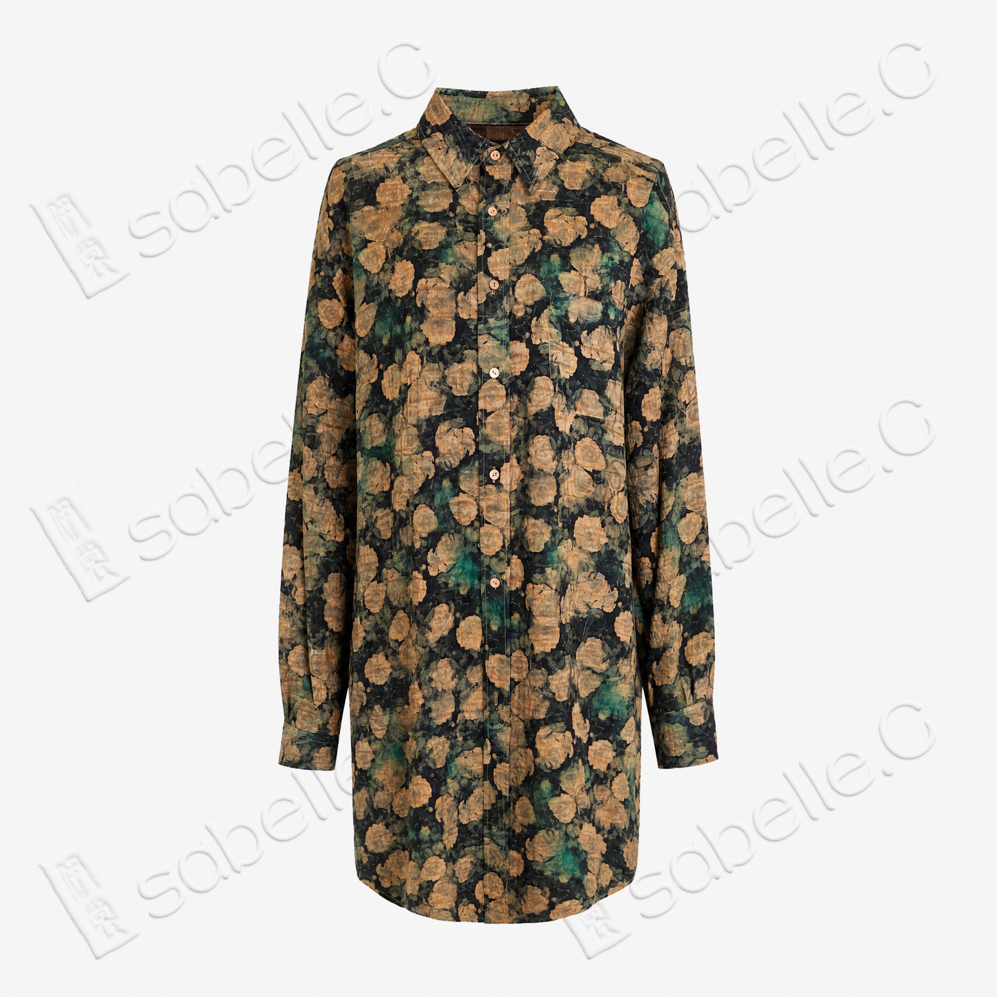 Gambiered Canton Silk Shirt - 「秋塘荷跡」香雲紗長襯衫