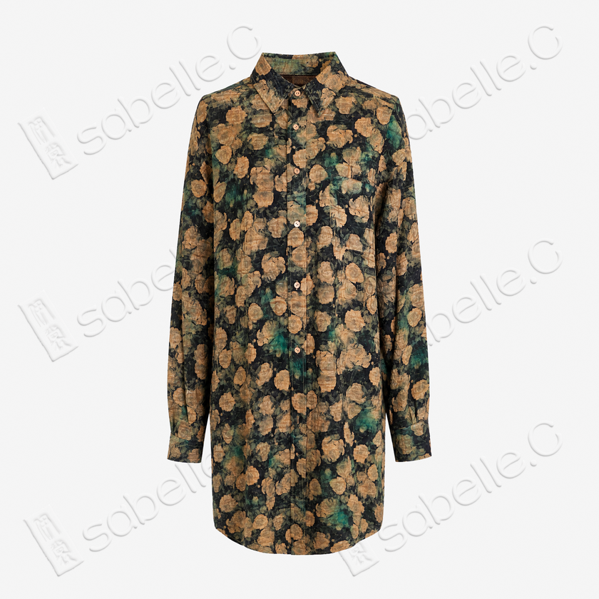 Gambiered Canton Silk Shirt - 「秋塘荷跡」香雲紗長襯衫
