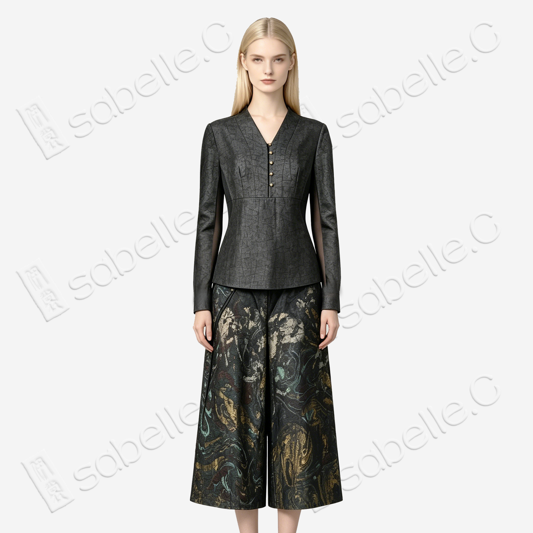 Gambiered Canton Silk Set - 龜裂紋香雲紗套裝