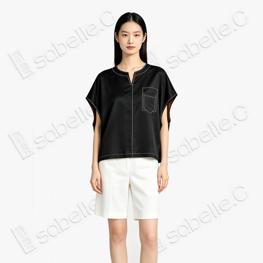 Gambiered Canton Silk Blouse - 香雲紗上衣