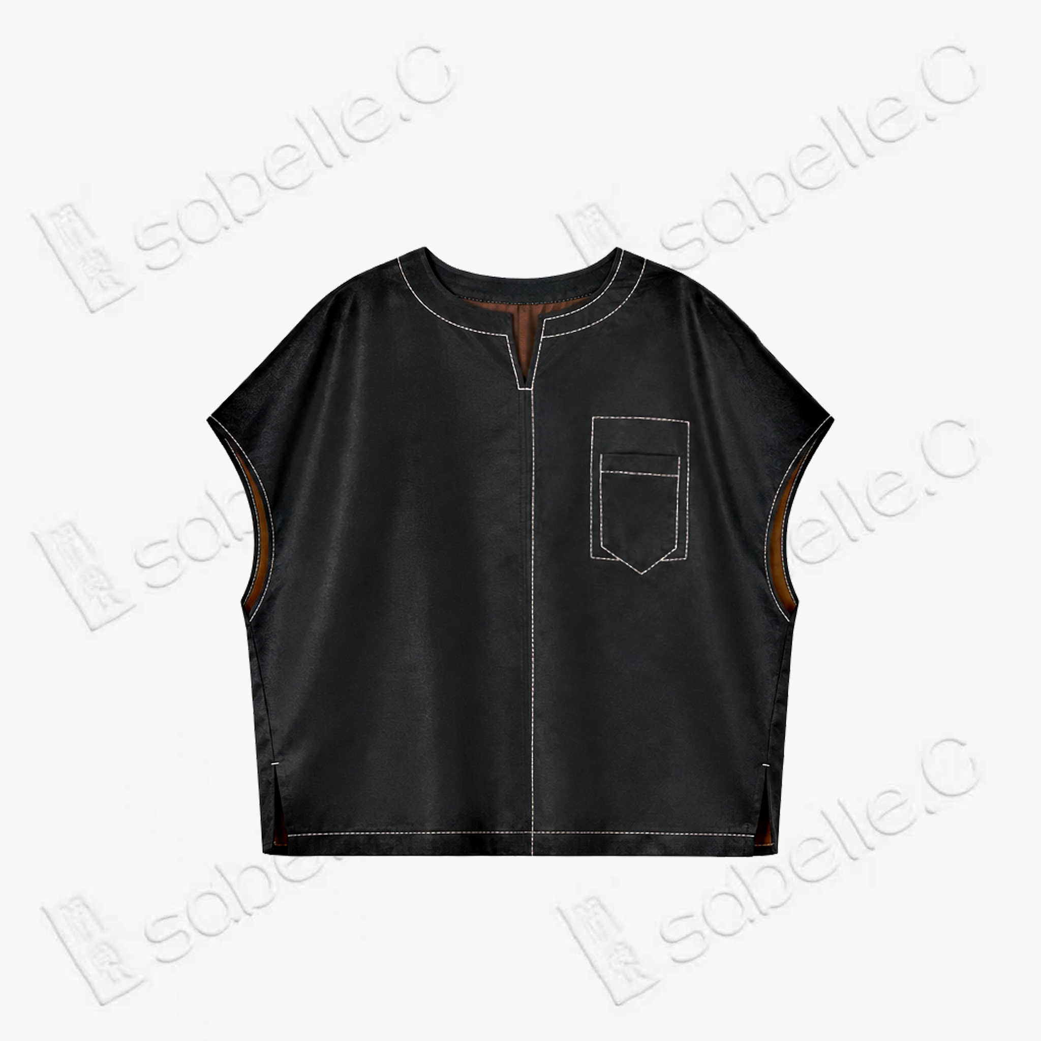 Gambiered Canton Silk Blouse - 香雲紗上衣