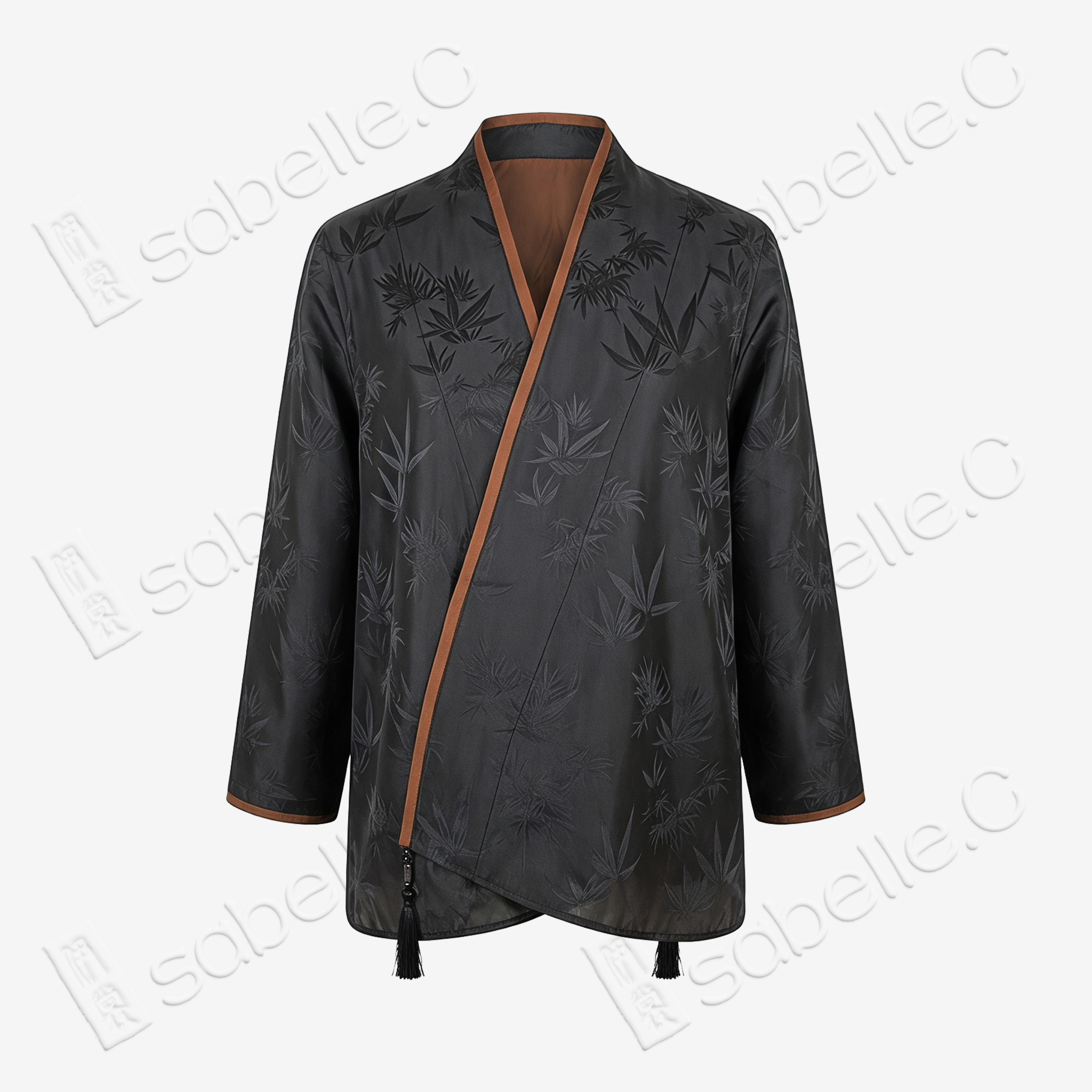 Gambiered Canton Silk Wrap Jacket - 「幽筠墨影」香雲紗外套