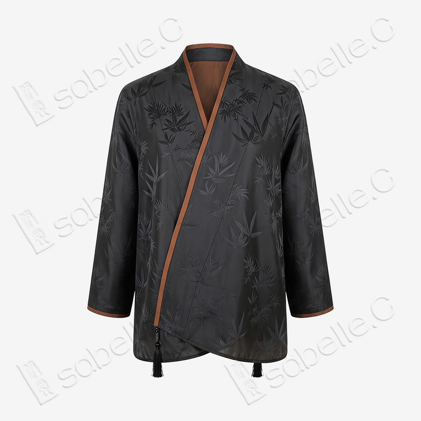Gambiered Canton Silk Wrap Jacket - 「幽筠墨影」香雲紗外套
