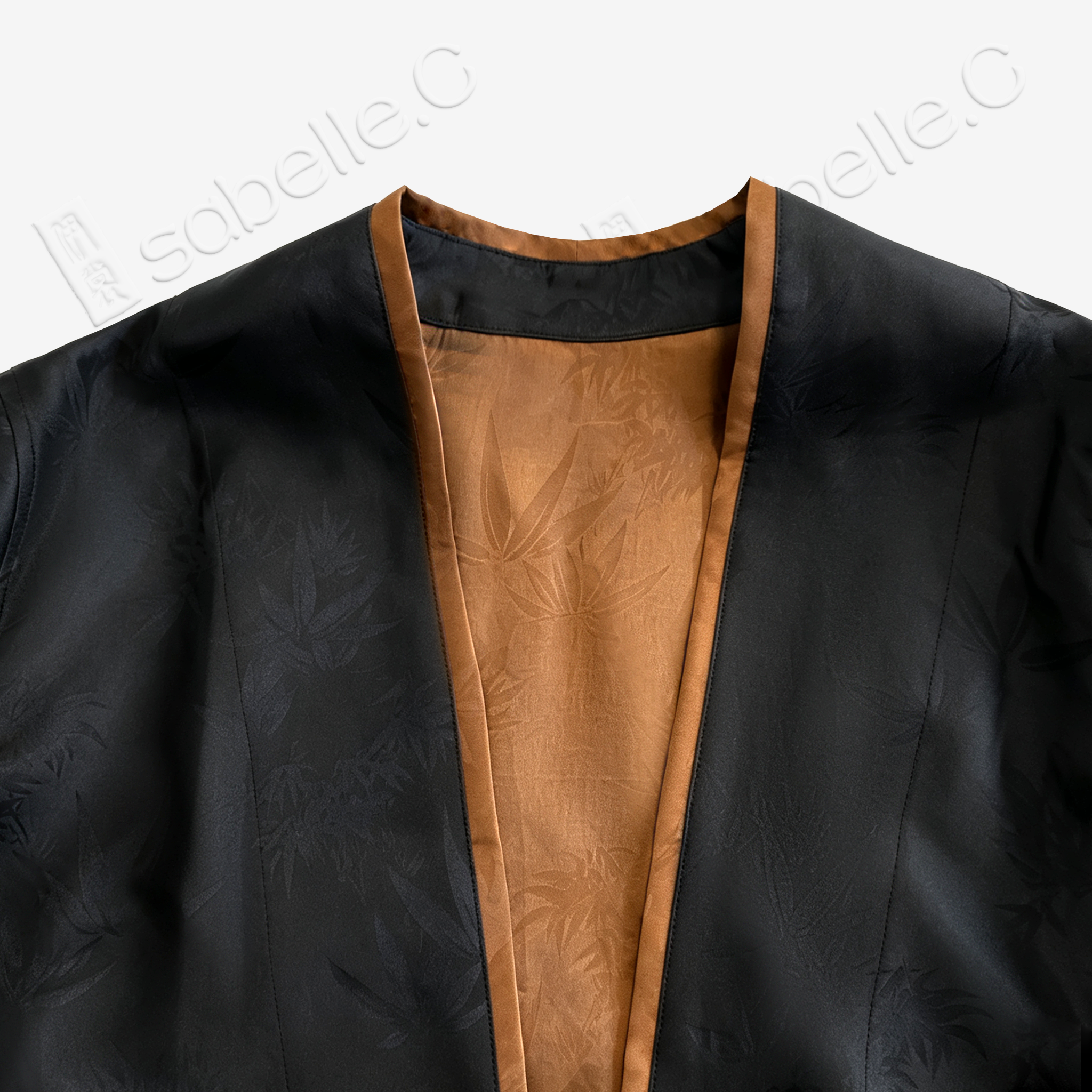 Gambiered Canton Silk Wrap Jacket - 「幽筠墨影」香雲紗外套