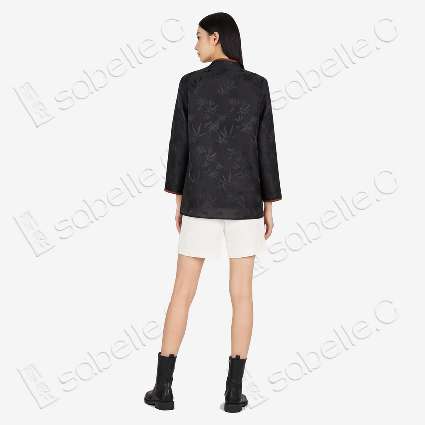 Gambiered Canton Silk Wrap Jacket - 「幽筠墨影」香雲紗外套