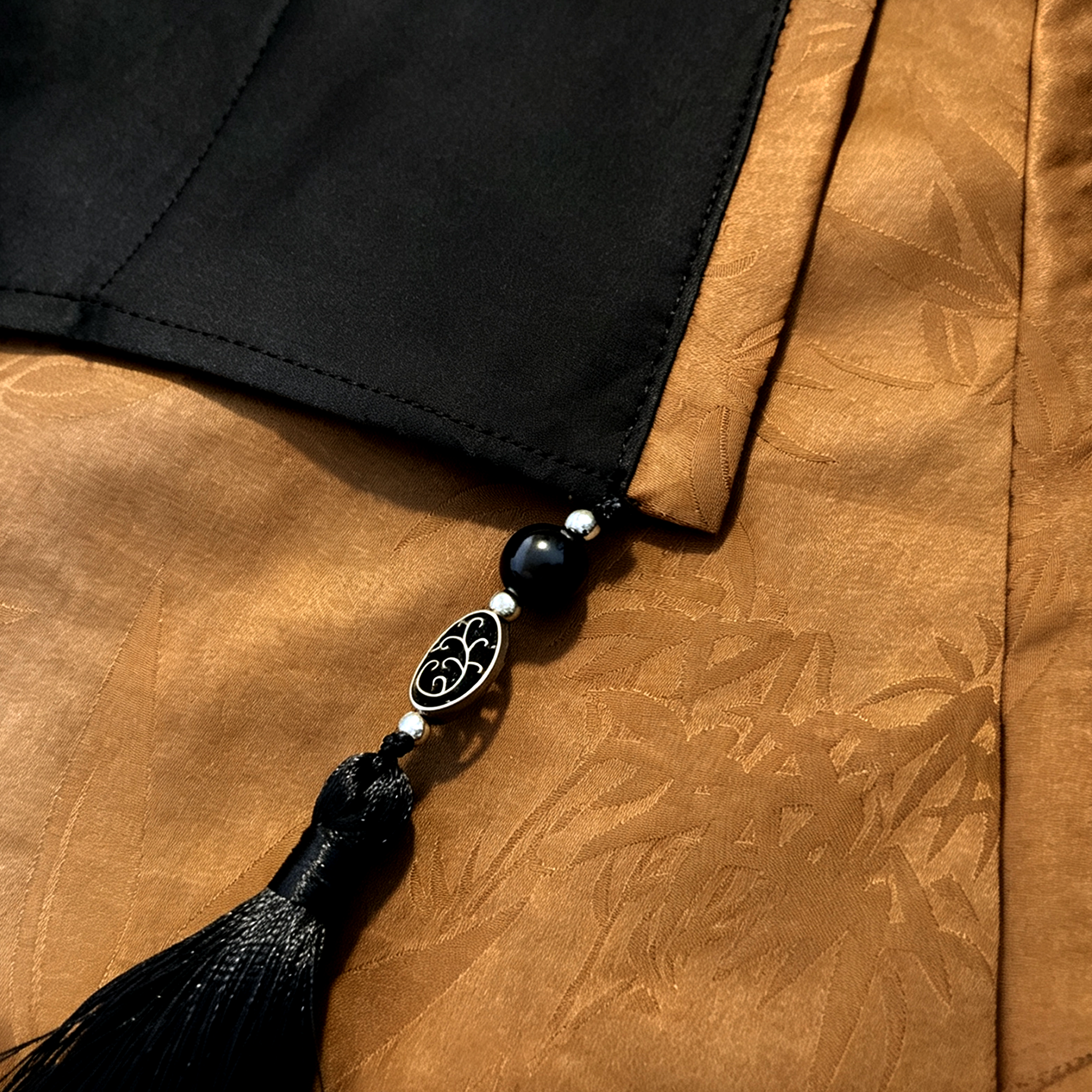 Gambiered Canton Silk Wrap Jacket - 「幽筠墨影」香雲紗外套