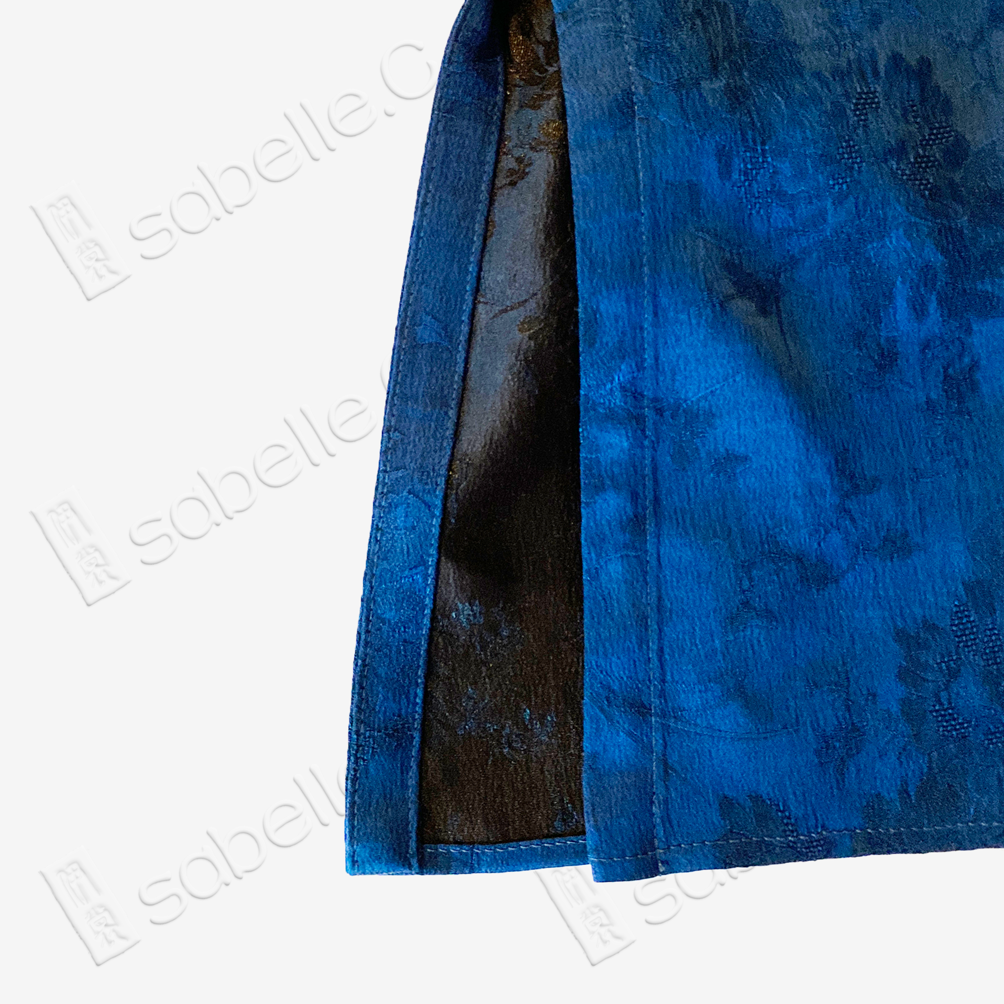 Gambiered Canton Silk Top - 「霧藍暗花」香雲紗立領上衣