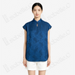 Gambiered Canton Silk Top - 「霧藍暗花」香雲紗立領上衣