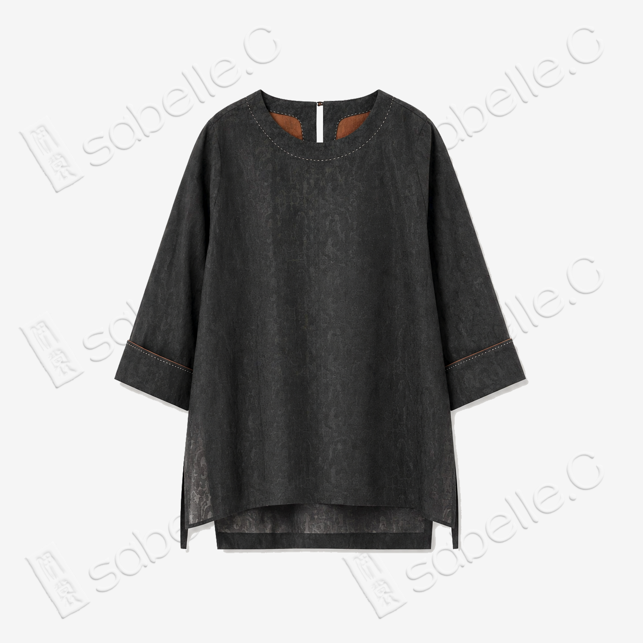 Gambiered Canton Silk Blouse - 香雲紗上衣