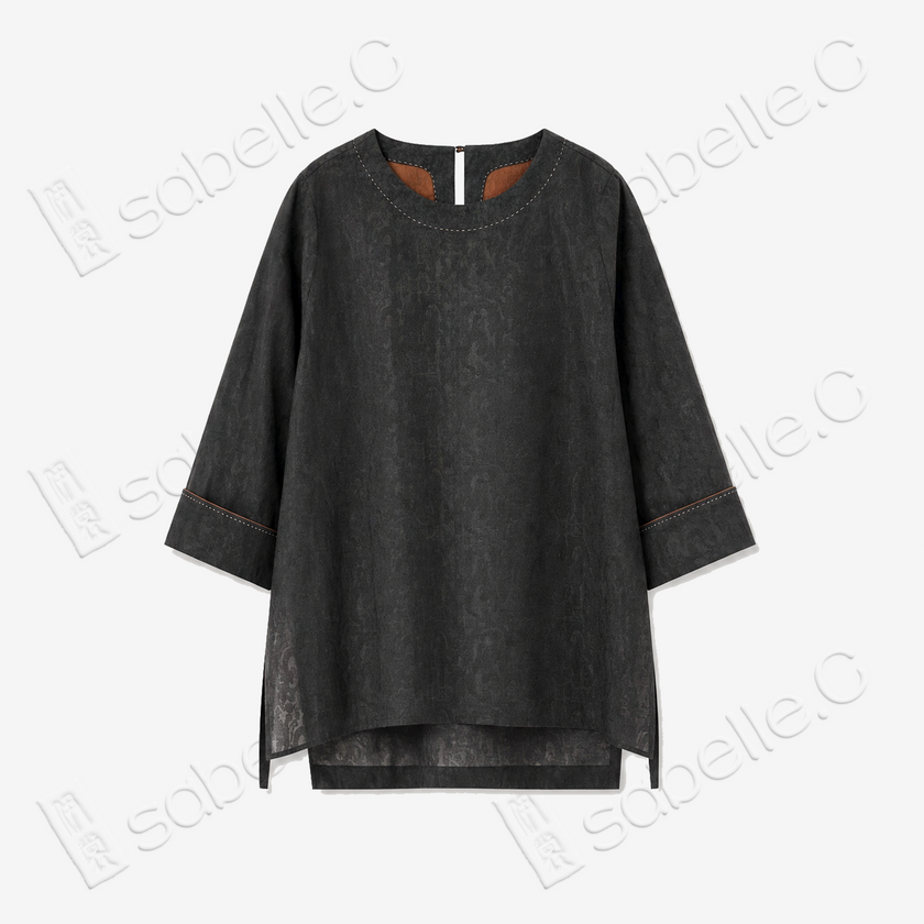 Gambiered Canton Silk Blouse - 香雲紗上衣