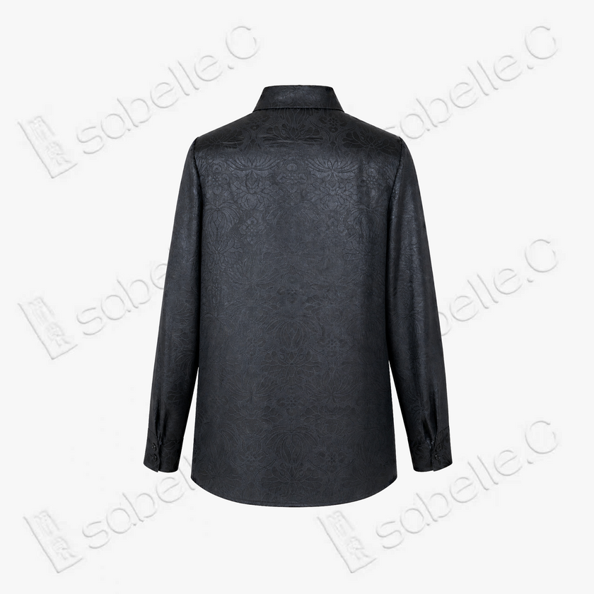 Hand‑Painted Gambiered Canton Silk Shirt - 「素墨玉蘭」手繪香雲紗襯衫