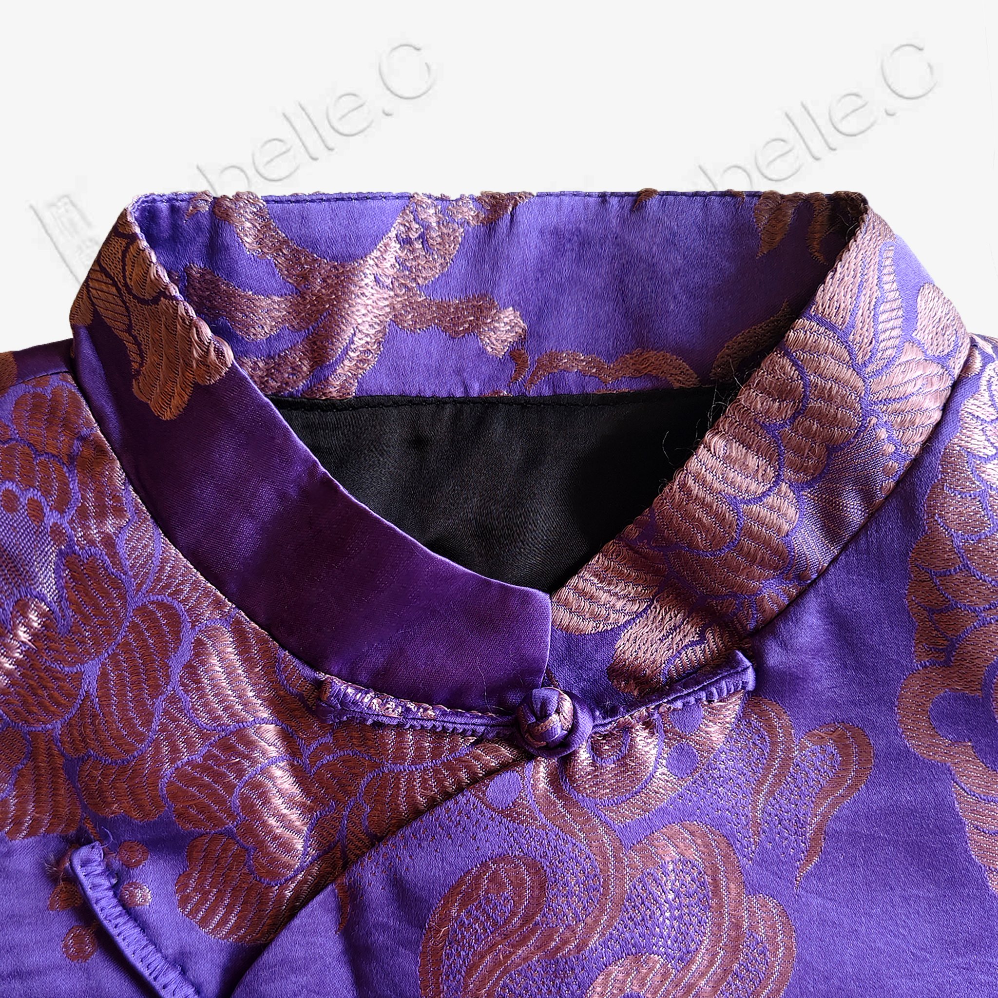 Vintage Silk‑Satin Stand‑Collar Blouse - 真絲老緞立領上衣