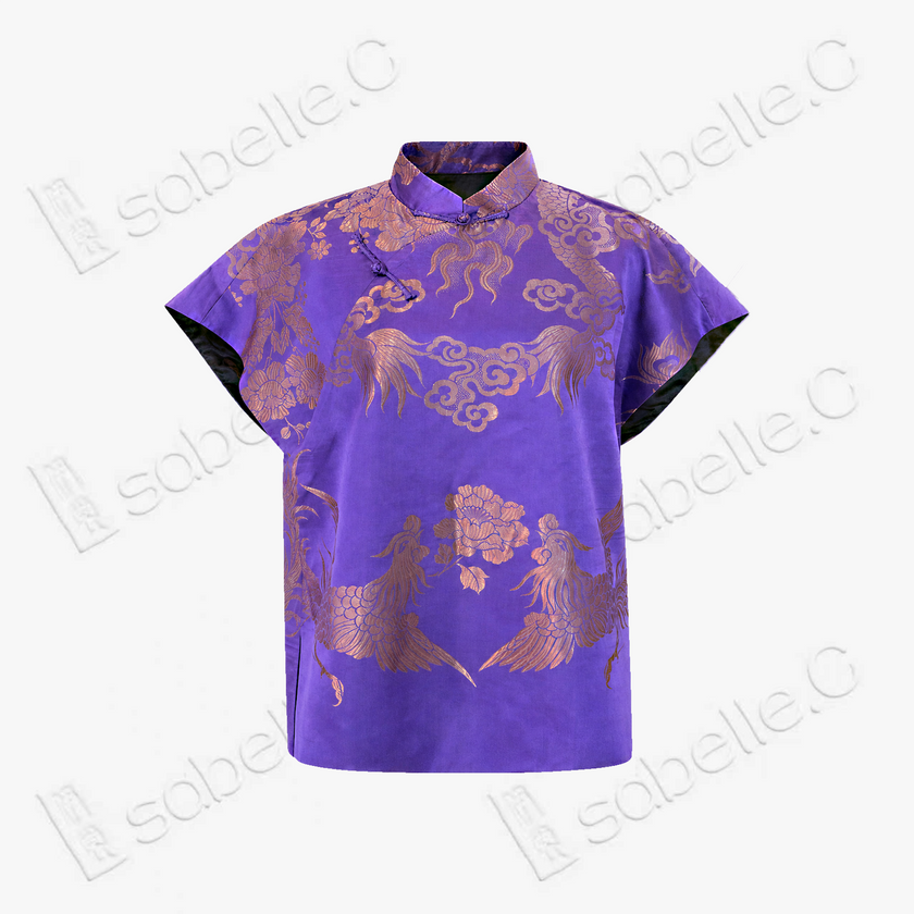 Vintage Silk‑Satin Stand‑Collar Blouse - 真絲老緞立領上衣