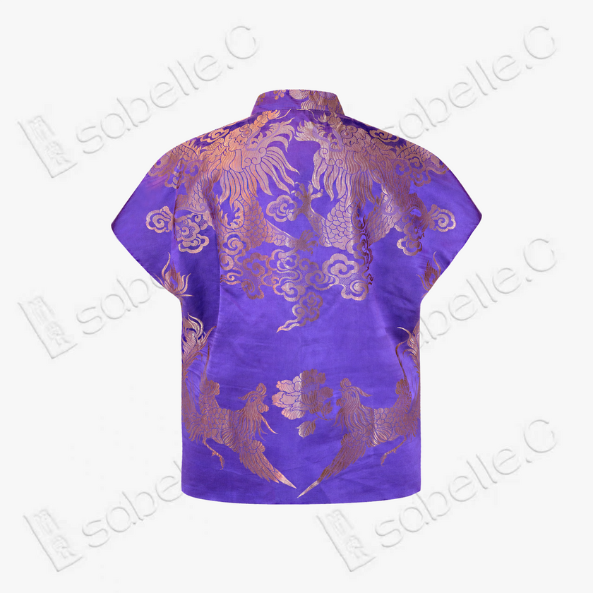 Vintage Silk‑Satin Stand‑Collar Blouse - 真絲老緞立領上衣