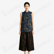 Gambiered Canton Silk Sleeveless Top - 「滄藍金繪」香雲紗無袖上衣