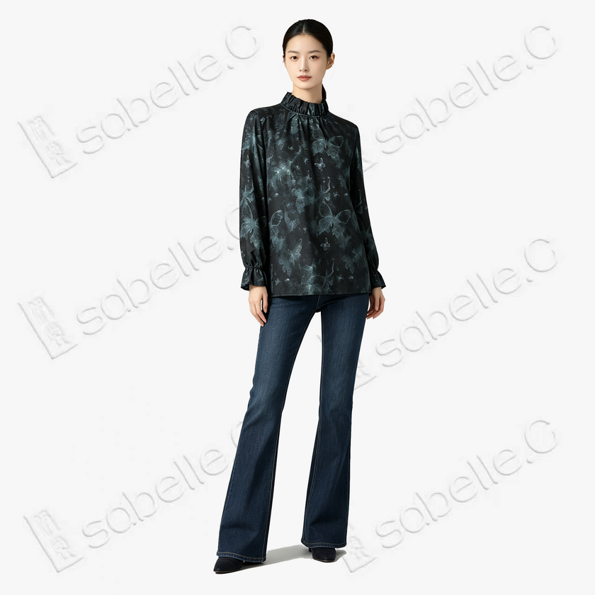 Gambiered Canton Silk Blouse - 「幽蝶煙澱」香雲紗襯衫