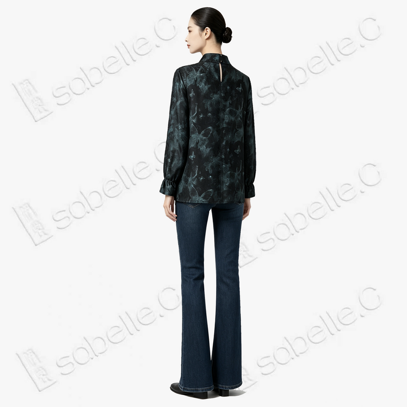 Gambiered Canton Silk Blouse - 「幽蝶煙澱」香雲紗襯衫