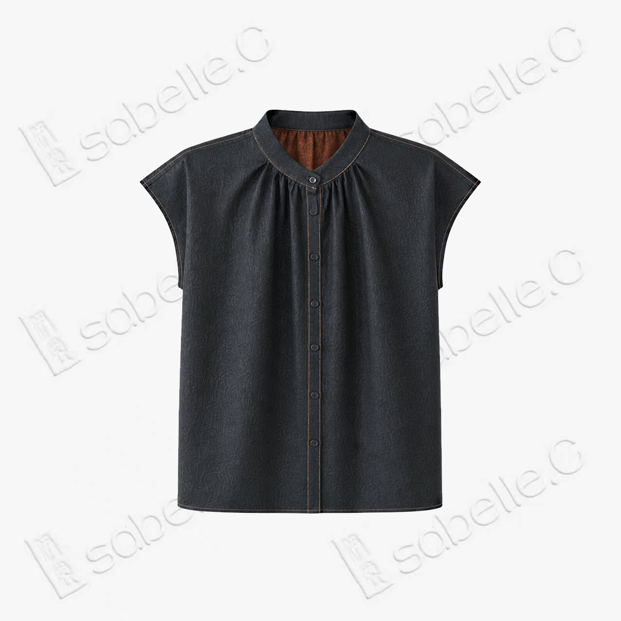 Gambiered Canton Silk Blouse - 香雲紗上衣