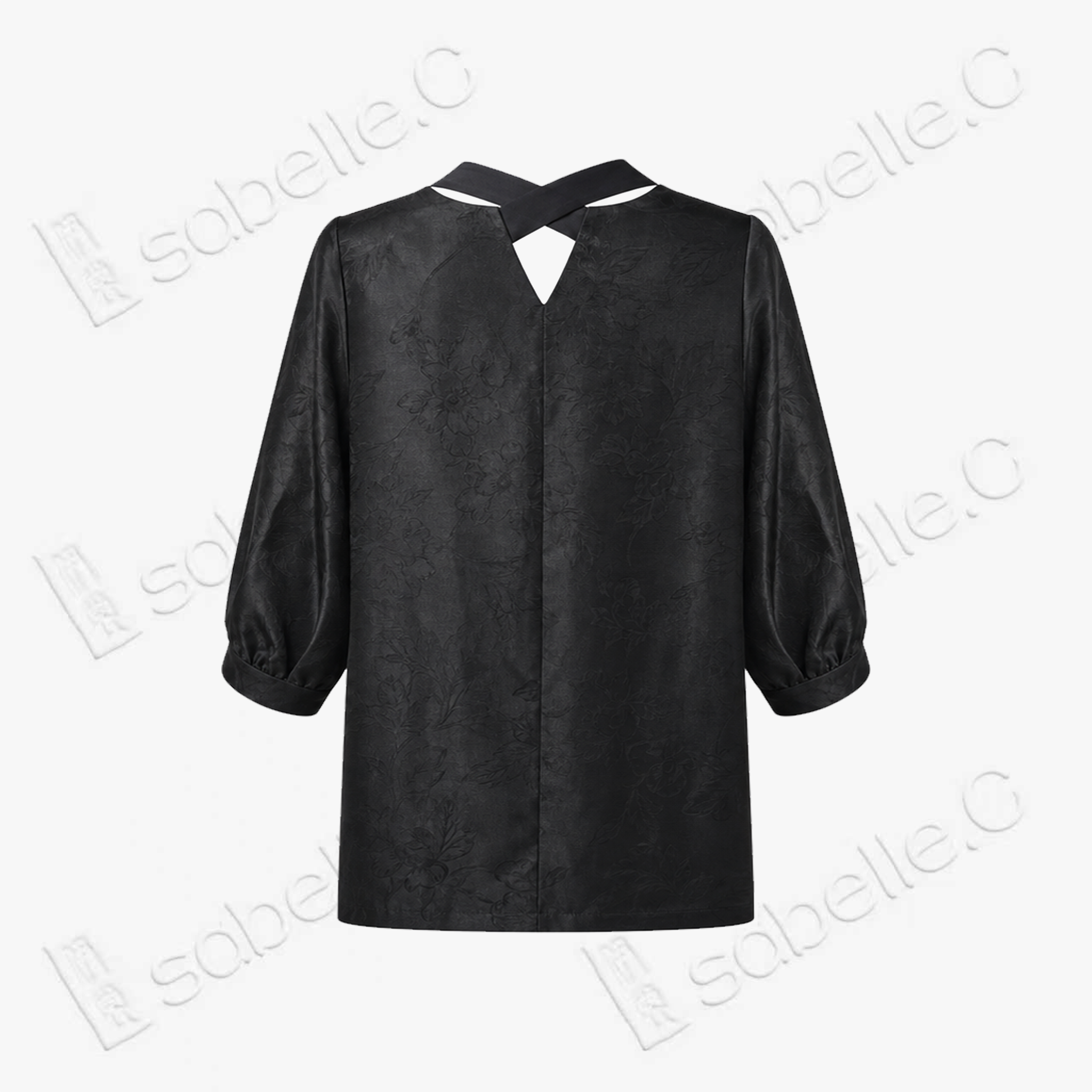 Gambiered Canton Silk Blouse - 「玄緞凝綰」香雲紗綁帶上衣