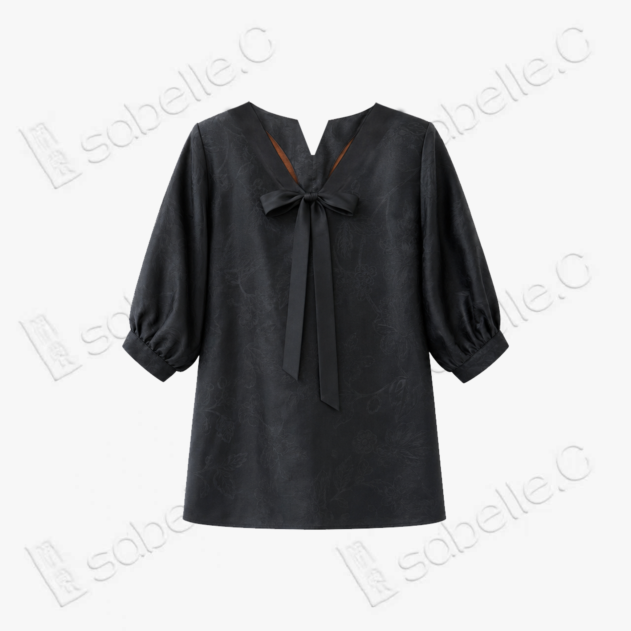 Gambiered Canton Silk Blouse - 「玄緞凝綰」香雲紗綁帶上衣