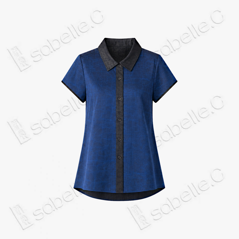 Tortoise Crack Pattern Gambiered Canton Silk Top - 龜裂紋香雲紗上衣
