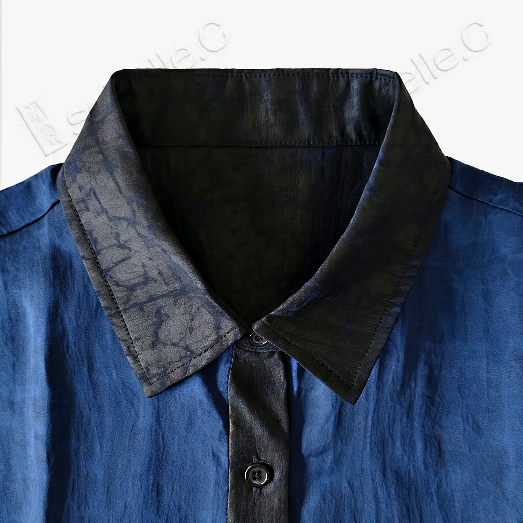 Tortoise Crack Pattern Gambiered Canton Silk Top - 龜裂紋香雲紗上衣
