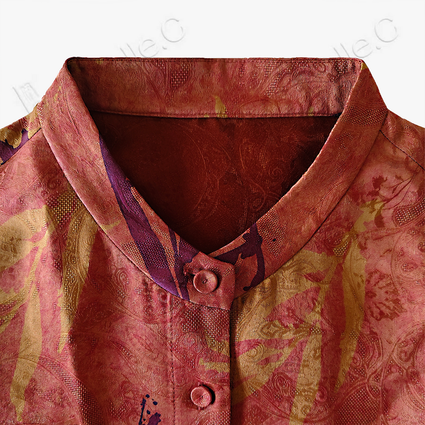 Gambiered Canton Silk Blouse - 「赤硯秋痕」香雲紗襯衫