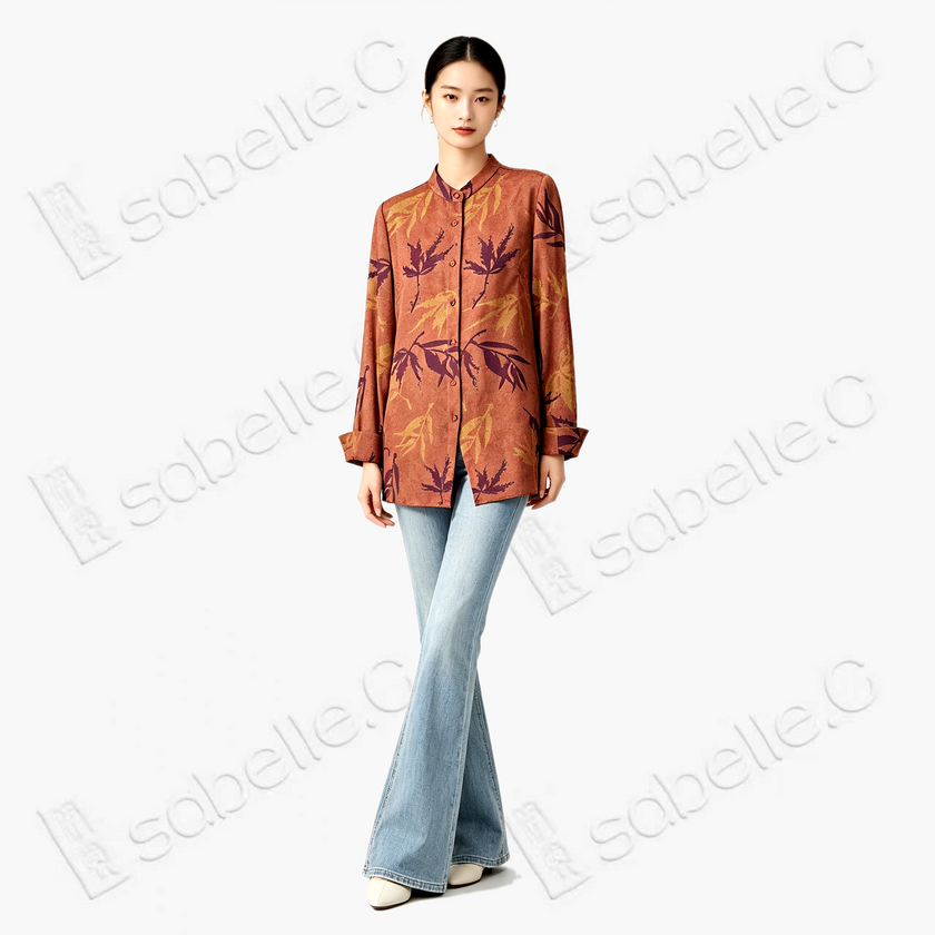 Gambiered Canton Silk Blouse - 「赤硯秋痕」香雲紗襯衫