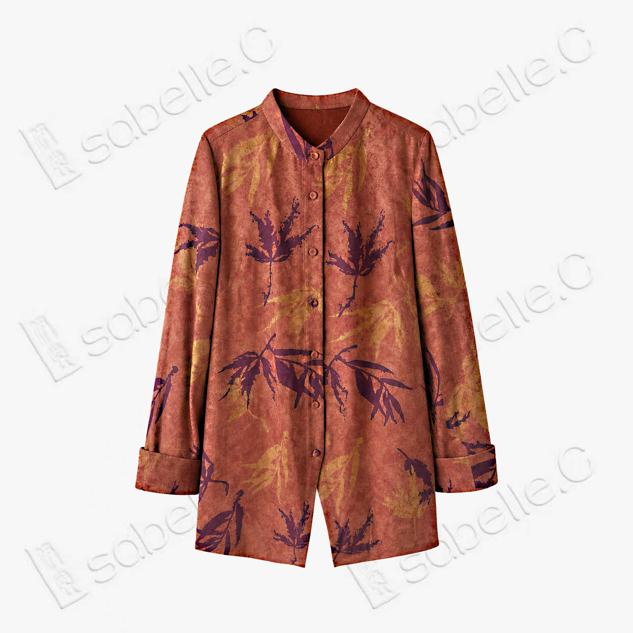 Gambiered Canton Silk Blouse - 「赤硯秋痕」香雲紗襯衫